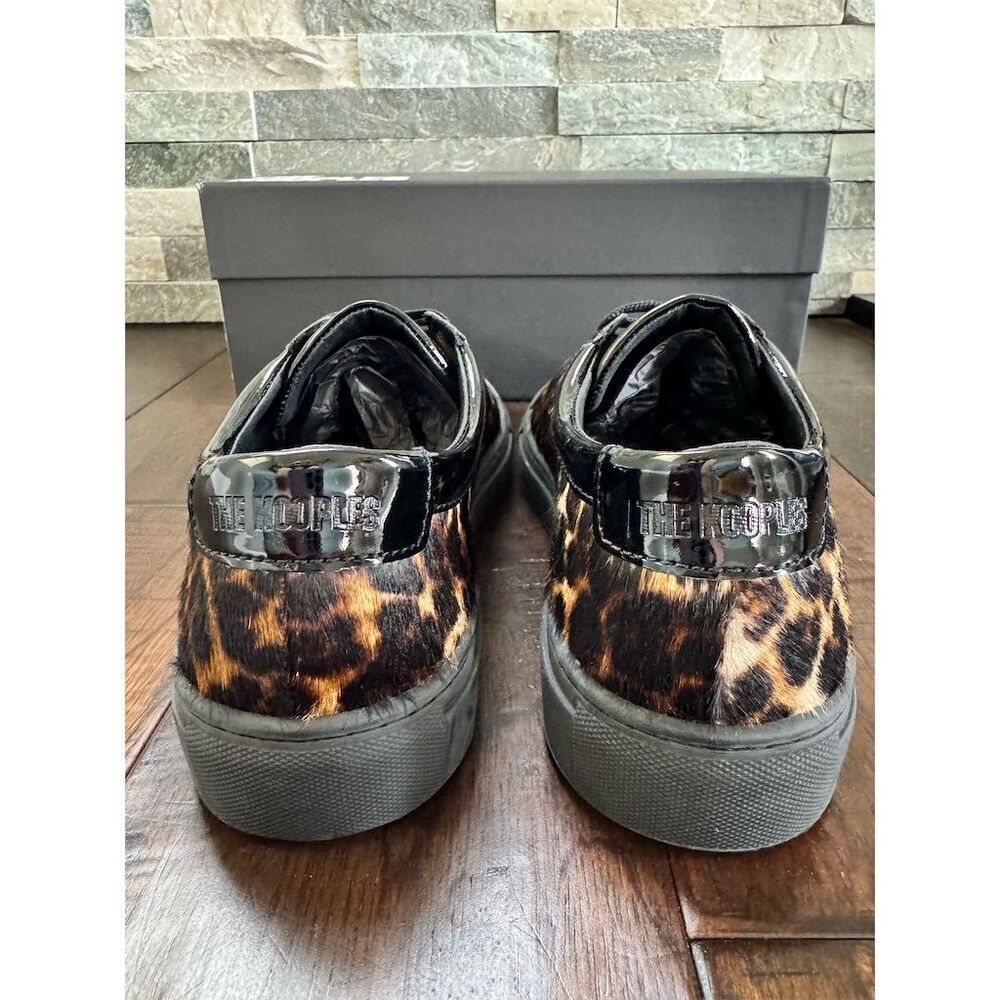 The Kooples Unisex Leo Poulain Leather Leopard Sneakers Size 9-9.5 Mob Wife - Picture 3 of 11